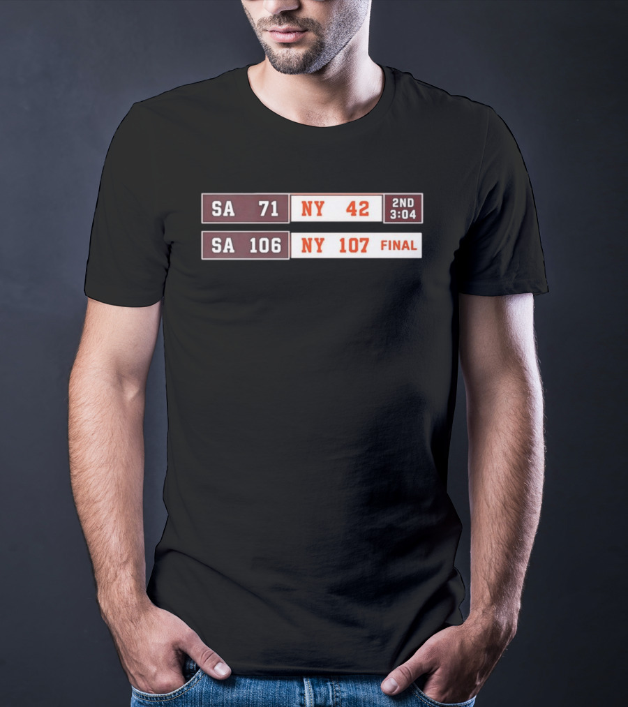 SA 71 To 42 NY Basketball Comeback 107 To 106 Final Scoreboard T-Shirt