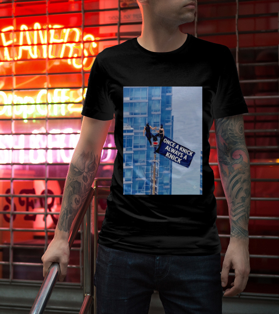New York Knicks Once A Knick Always A Knick Flag Empire State Building NYC T-Shirt