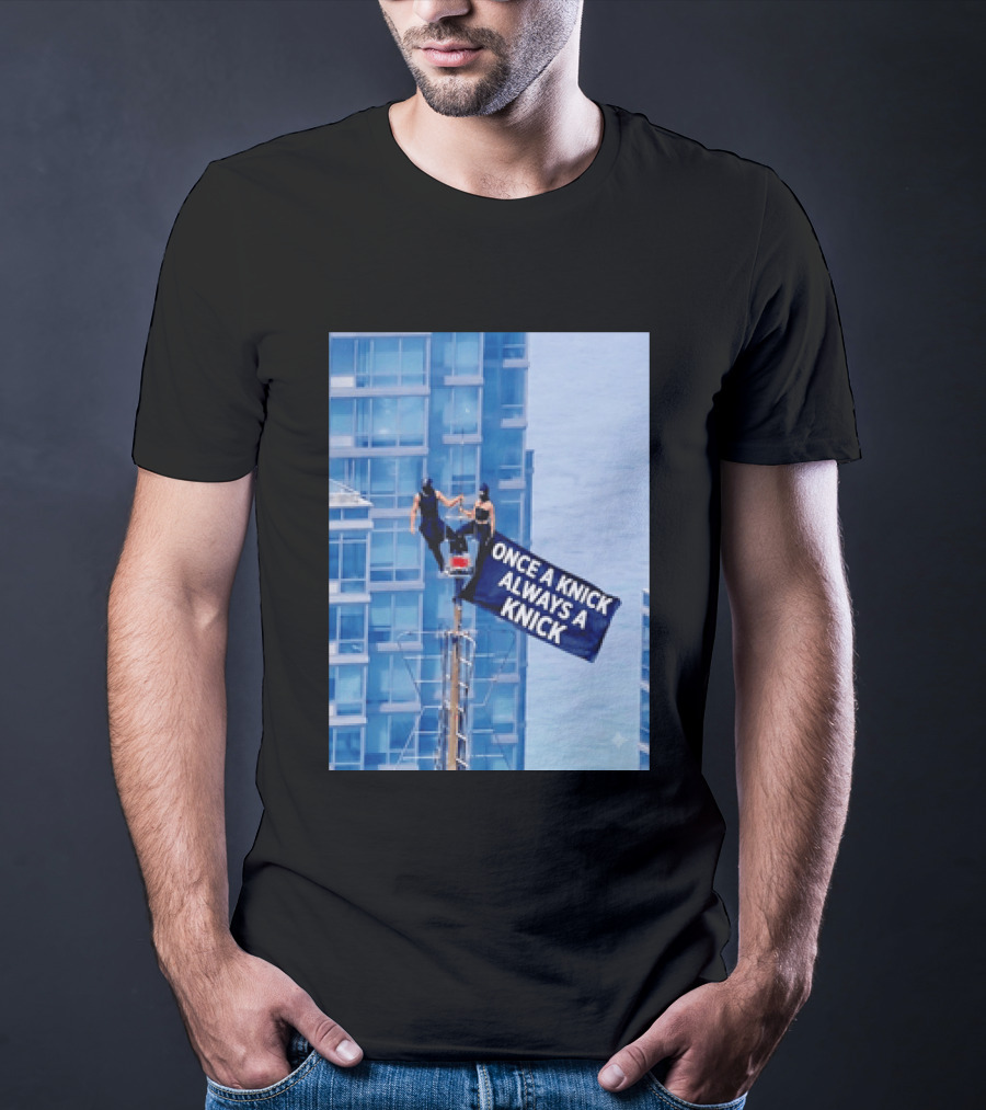 New York Knicks Once A Knick Always A Knick Flag Empire State Building NYC T-Shirt