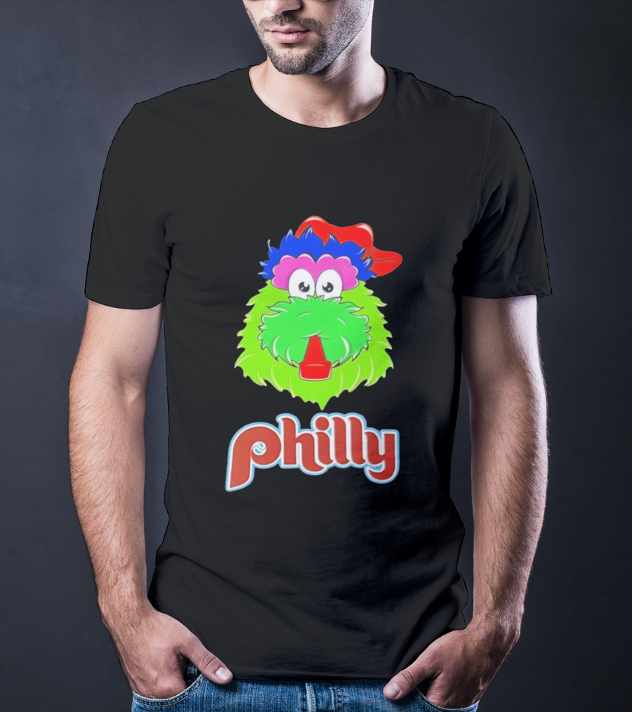 Philly Fanatics Whistle Philly Green Furry Mascot Red Hat T-Shirt