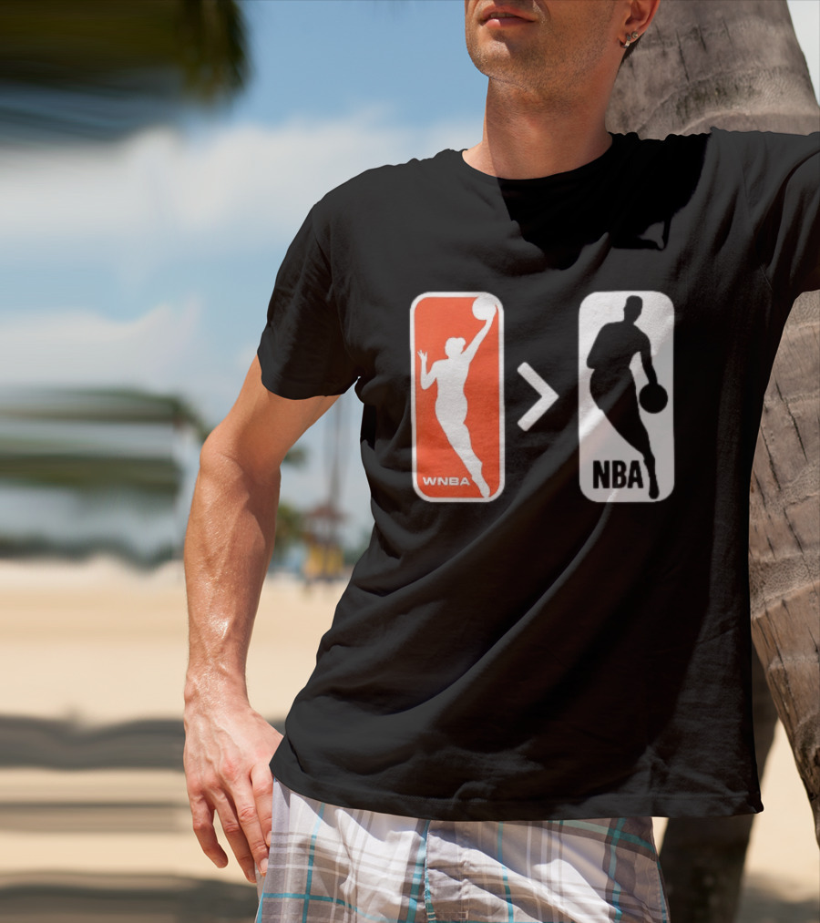 WNBA Logo Greater Than NBA Logo Comparison T-Shirt