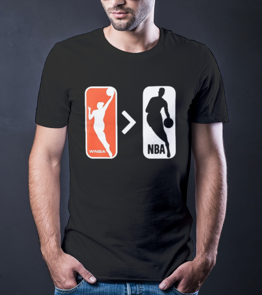 WNBA Logo Greater Than NBA Logo Comparison T-Shirt
