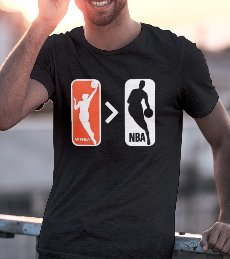 WNBA Logo Greater Than NBA Logo Comparison T-Shirt