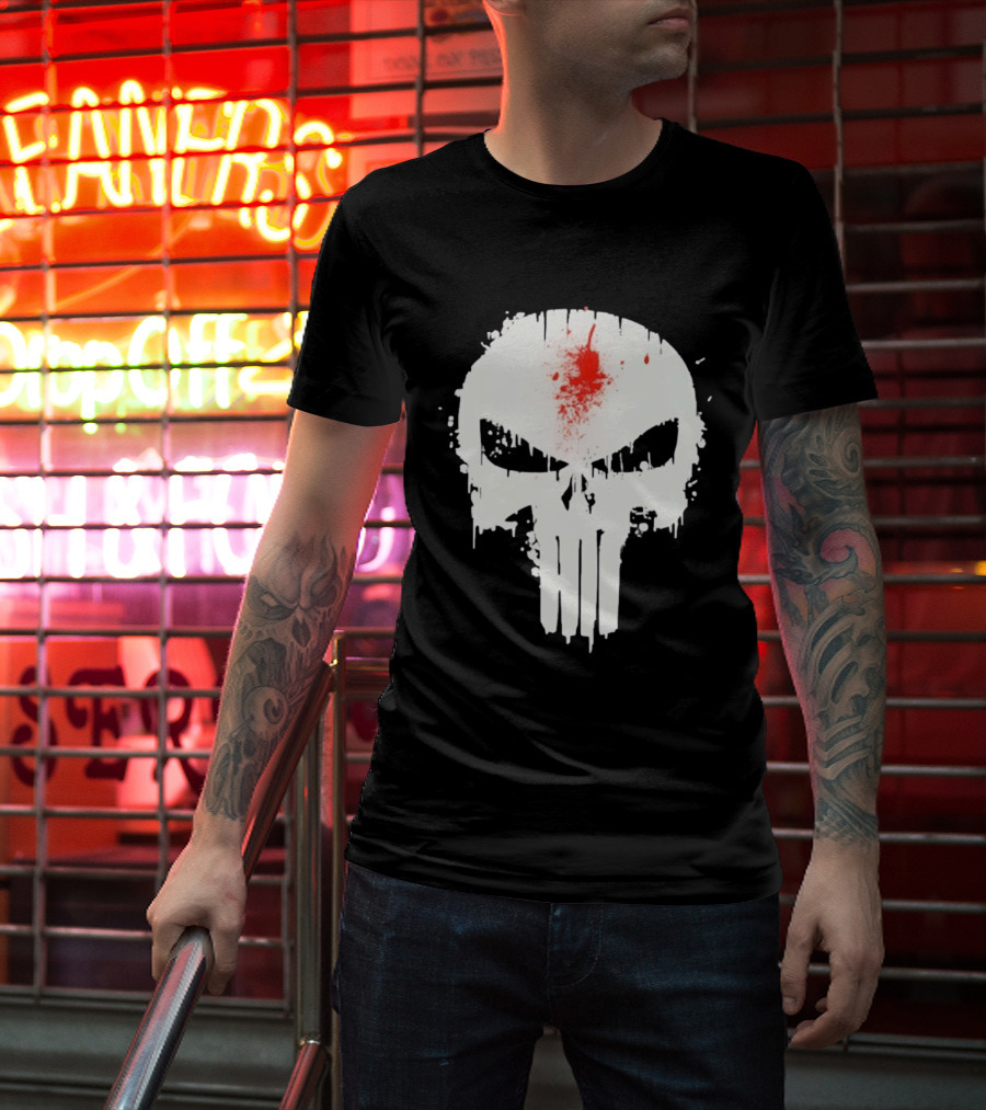 Punisher Skull Bleeding Head Shot T-Shirt