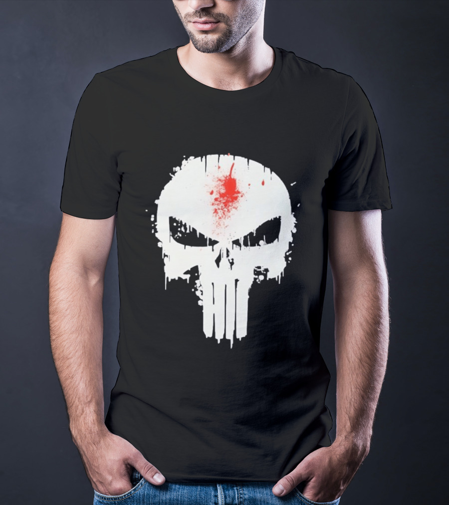 Punisher Skull Bleeding Head Shot T-Shirt