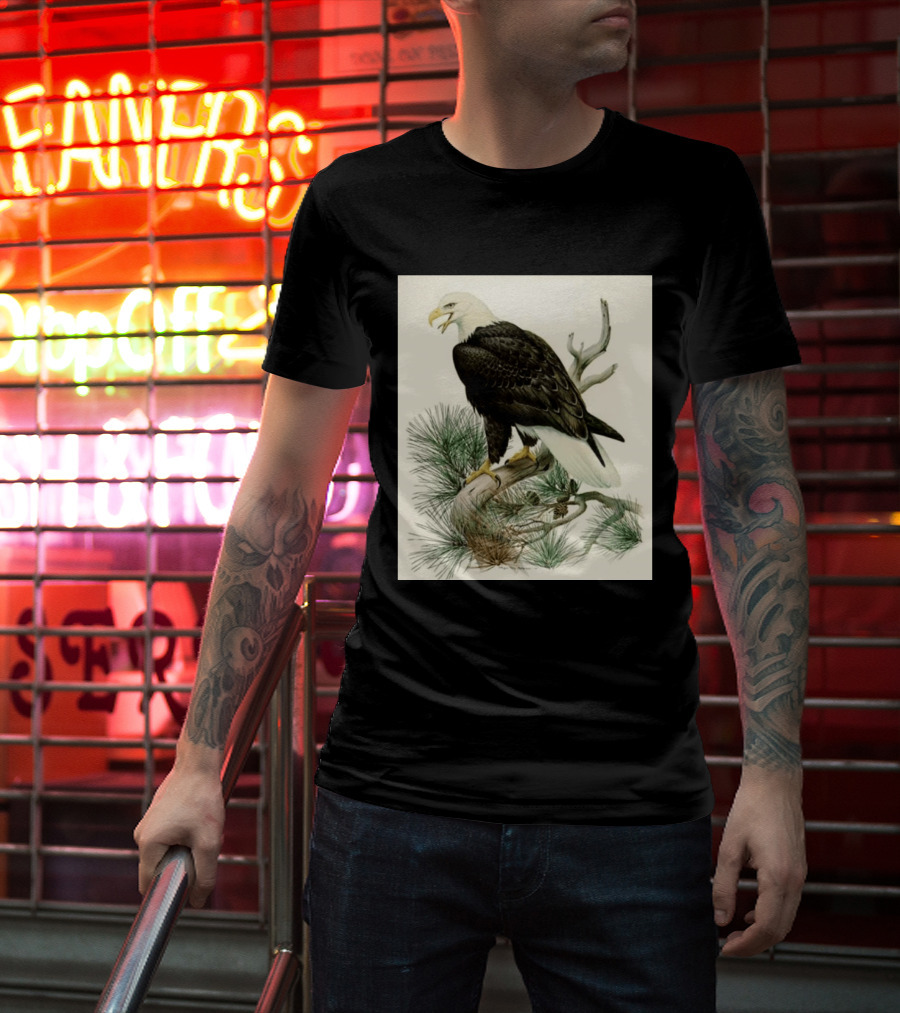 Roger Tory Peterson Bald Eagle Illustration On Stone Background 2026 T-Shirt