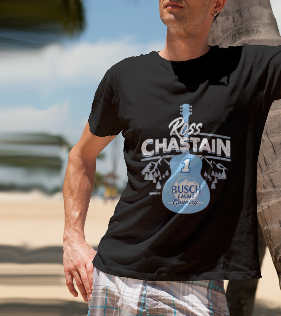 Ross Chastain No 1 Busch Light Country Guitar T-Shirt