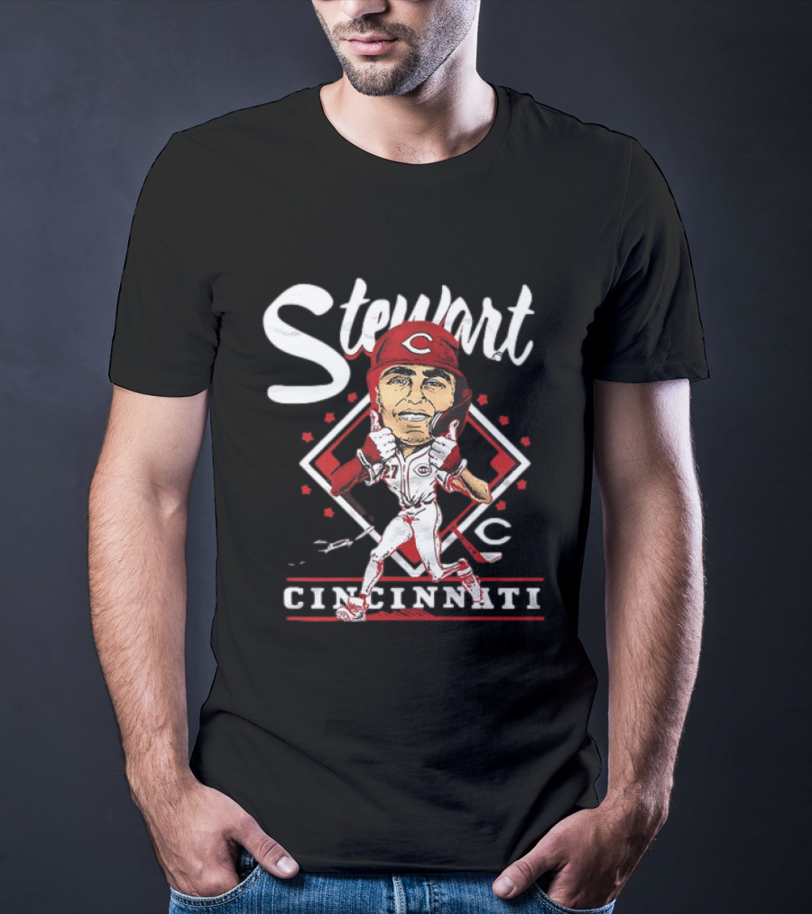 Cincinnati Reds Sal Stewart Baseball Caricature T-Shirt