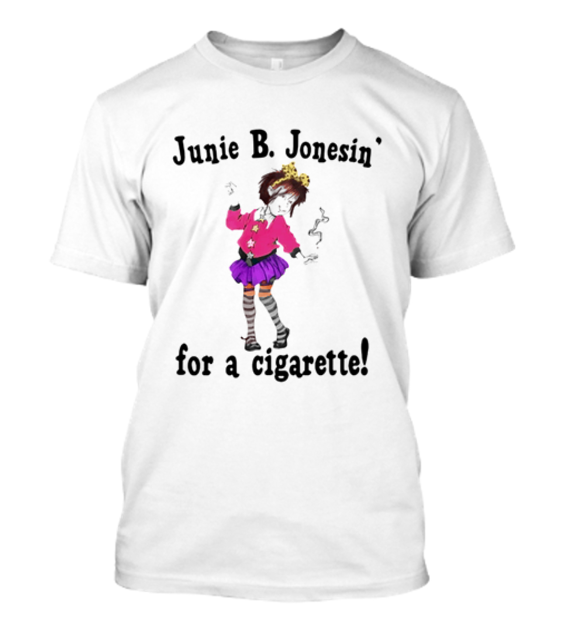 Junie B Jonesin For A Cigarette Vintage Cartoon Style Character With Bow And Tutu T-Shirt