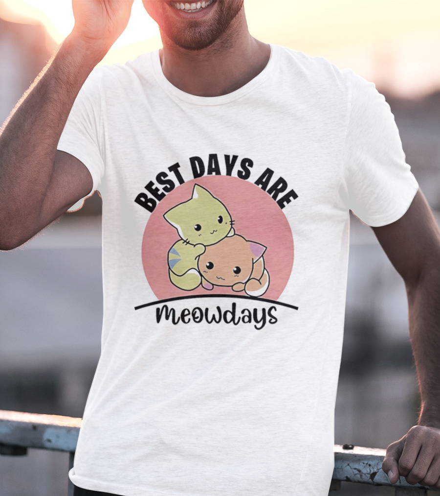 Best Days Are Meowdays Cute Cartoon Cats Hugging T-Shirt