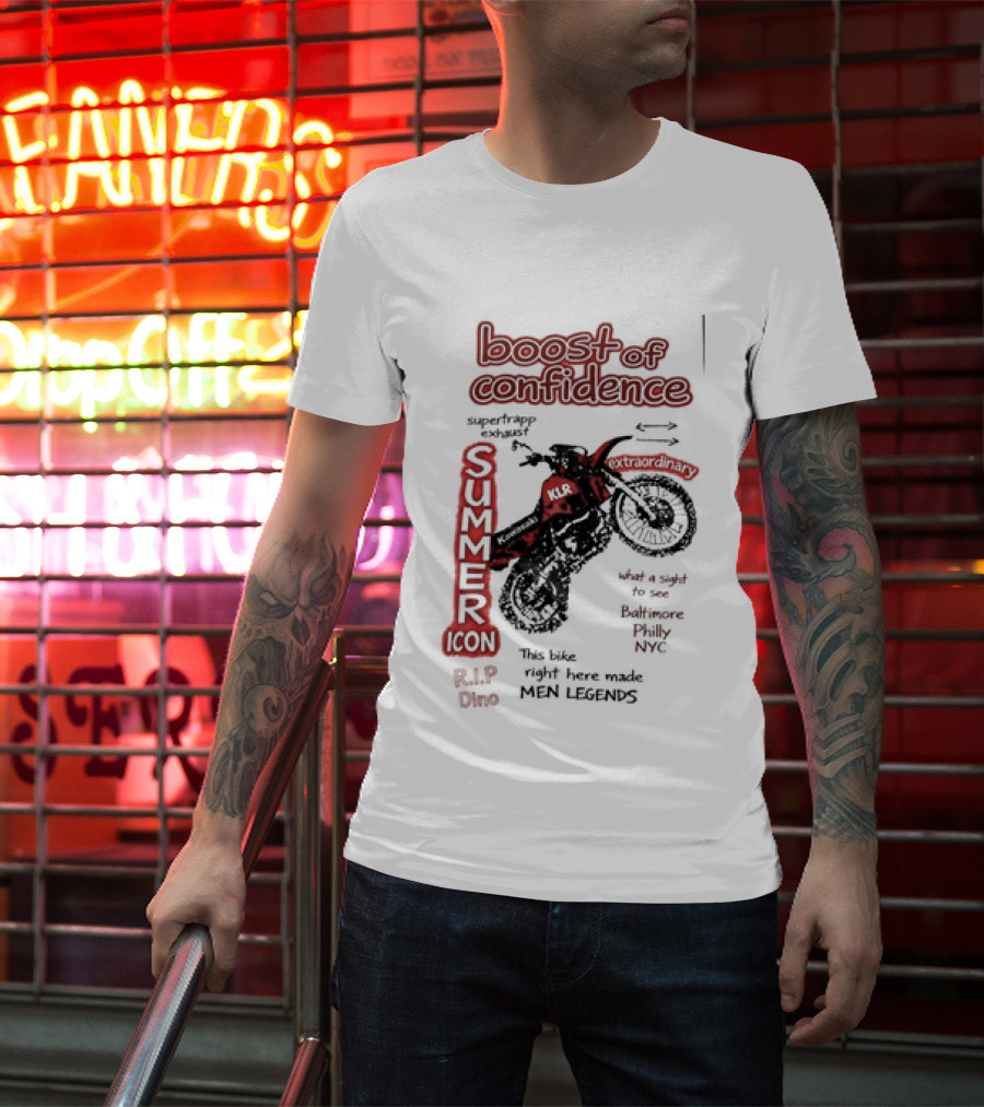 Boost Of Confidence Kawasaki KLR Summer Icon RIP Dino Men Legends T-Shirt