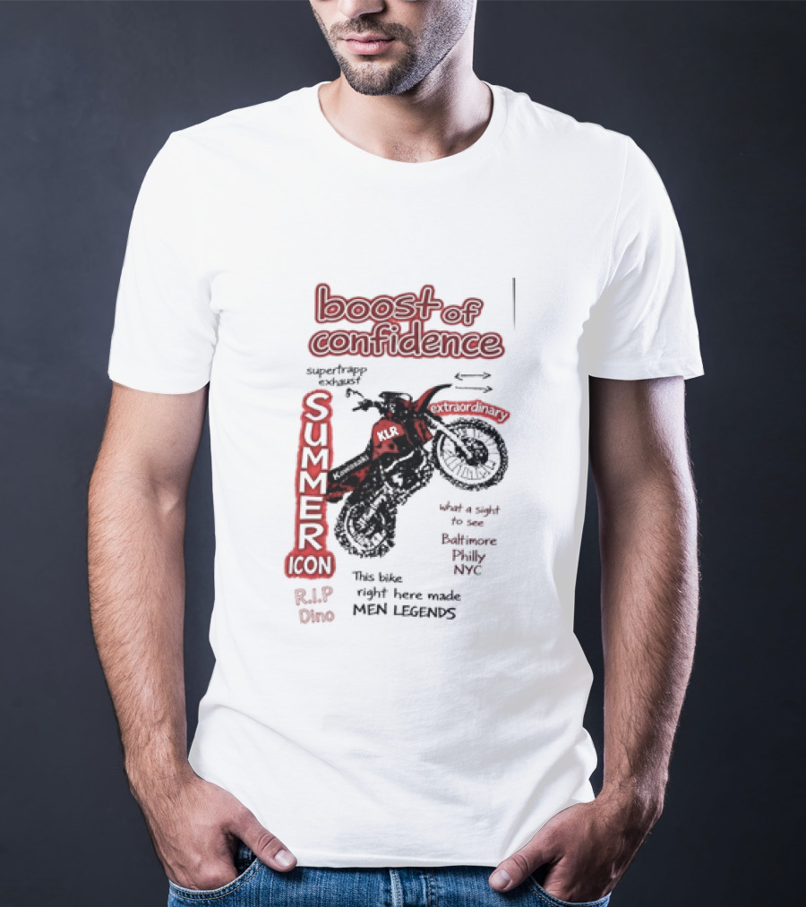 Boost Of Confidence Kawasaki KLR Summer Icon RIP Dino Men Legends T-Shirt