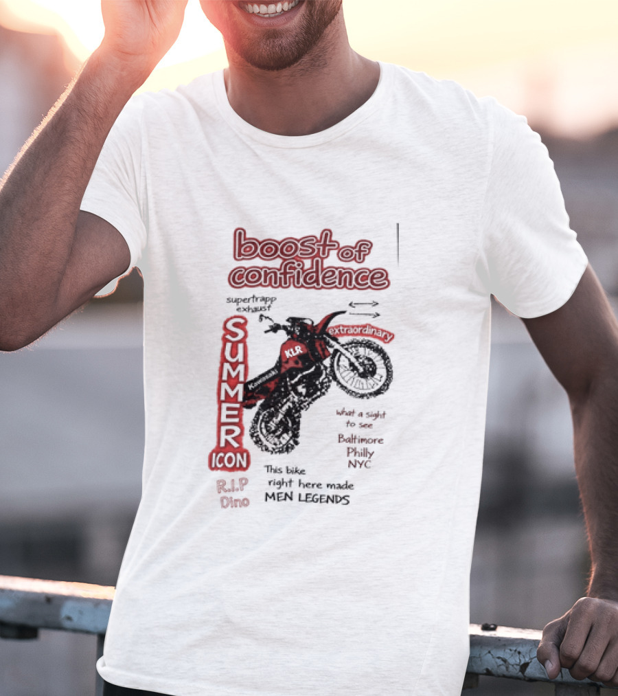 Boost Of Confidence Kawasaki KLR Summer Icon RIP Dino Men Legends T-Shirt
