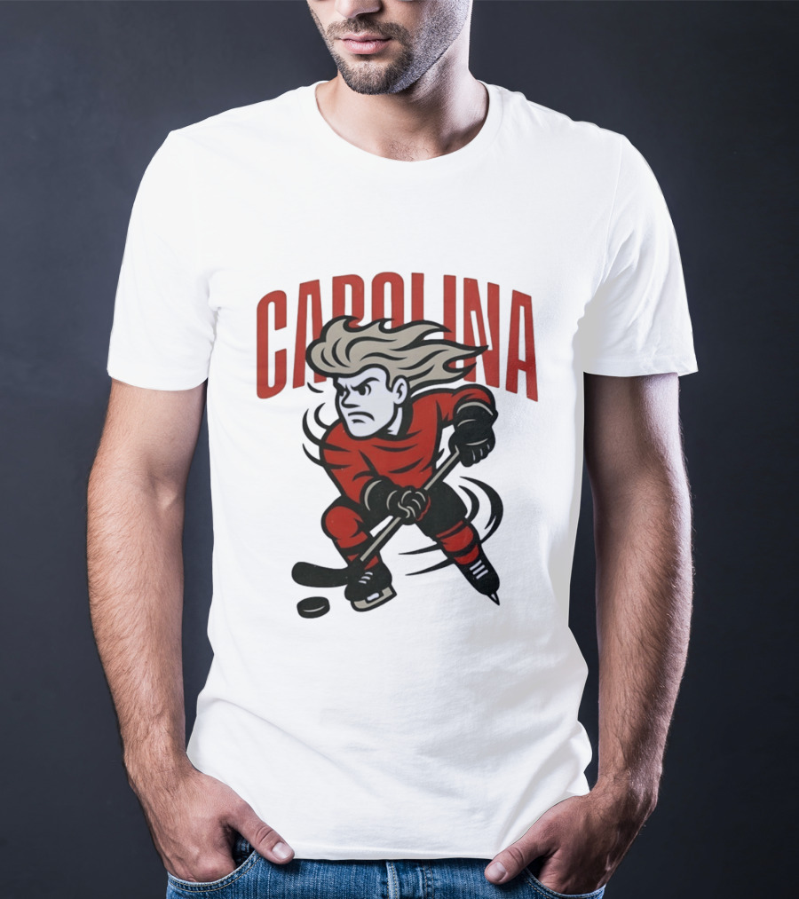 Carolina Hockey Action Figure Skating Puck Player T-Shirt
