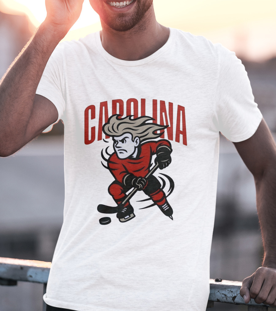 Carolina Hockey Action Figure Skating Puck Player T-Shirt