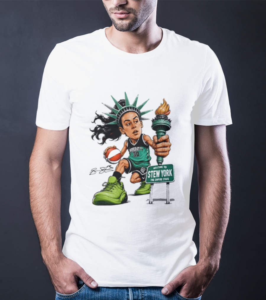 New York Liberty Breanna Stewart Stew York Torch Statue Basketball T-Shirt