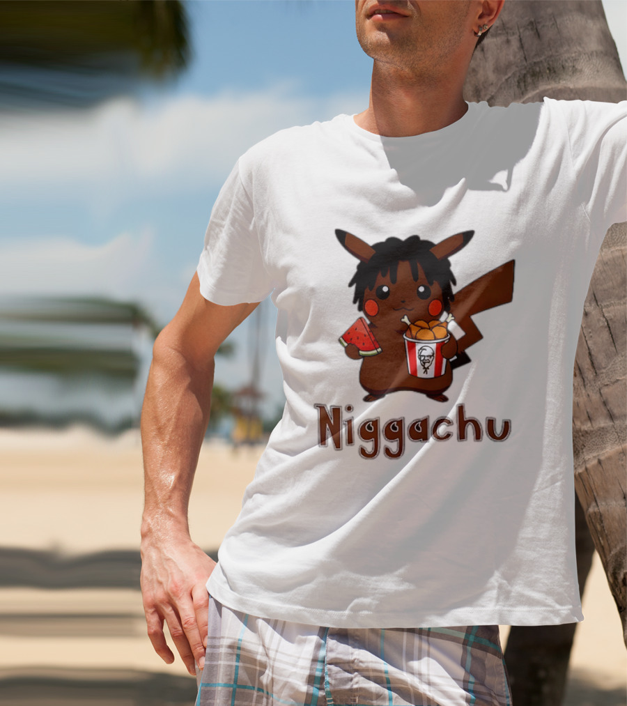 Niggachu Pikachu With Fried Chicken And Watermelon T-Shirt