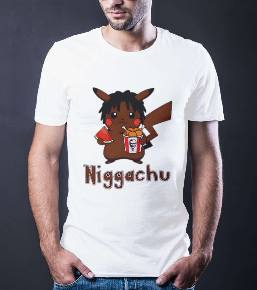 Niggachu Pikachu With Fried Chicken And Watermelon T-Shirt