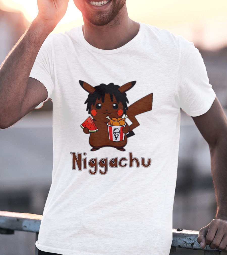 Niggachu Pikachu With Fried Chicken And Watermelon T-Shirt