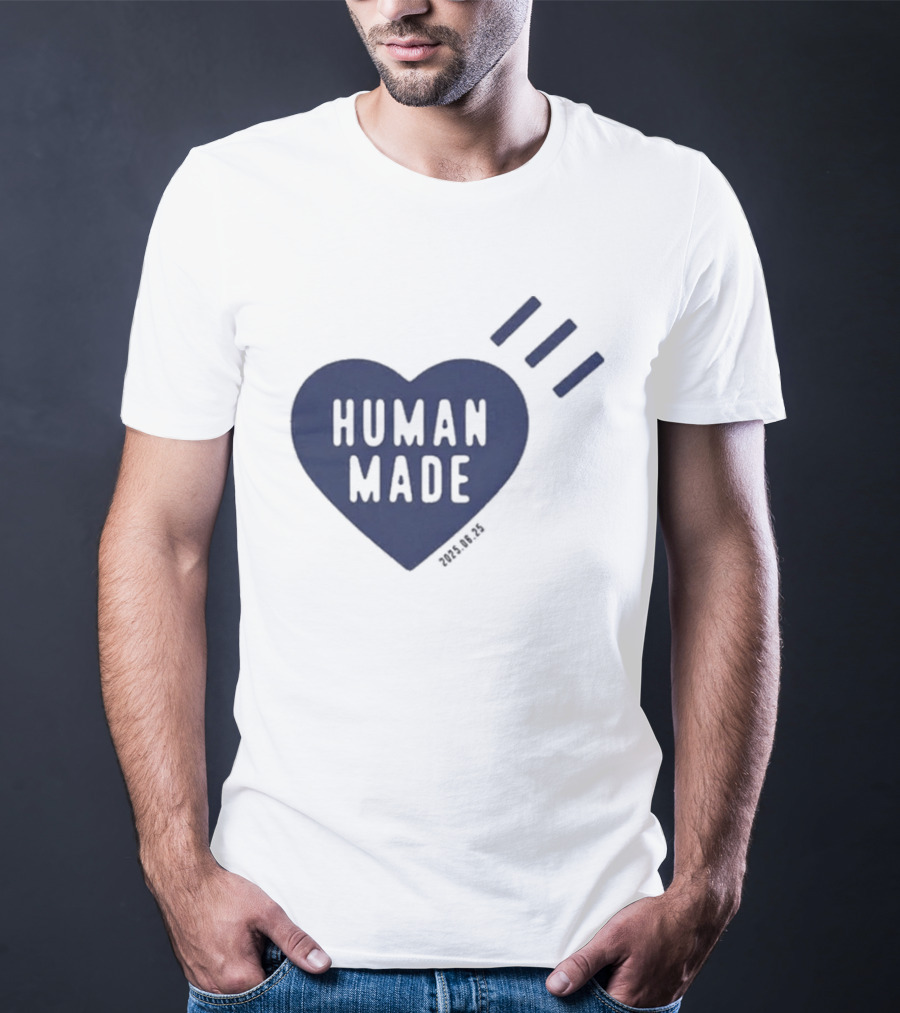 Daily Human Made Heart Motif With Three Stripes And Dry Alls T-Shirt