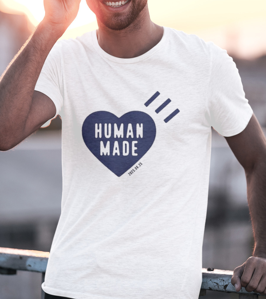 Daily Human Made Heart Motif With Three Stripes And Dry Alls T-Shirt