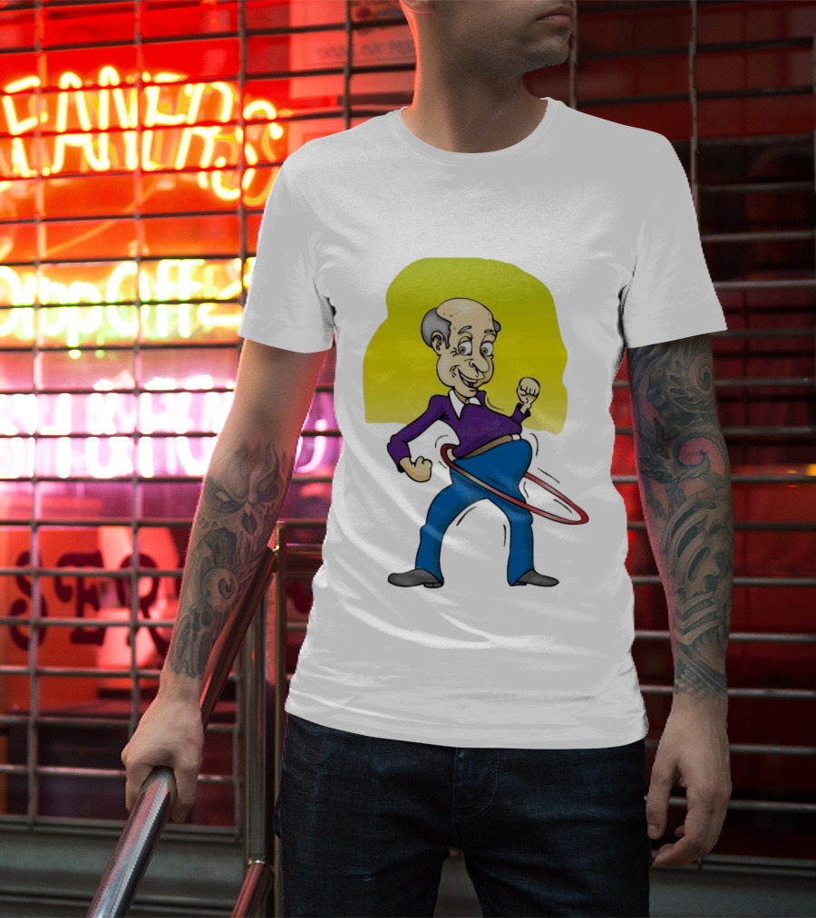 Elderly Man Hula Hooping Joyfully With Fist Pump T-Shirt