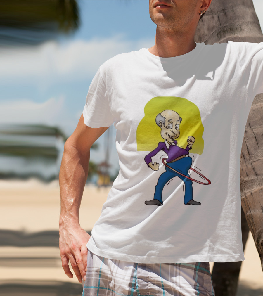 Elderly Man Hula Hooping Joyfully With Fist Pump T-Shirt