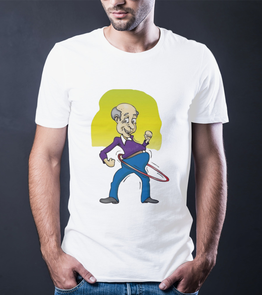 Elderly Man Hula Hooping Joyfully With Fist Pump T-Shirt