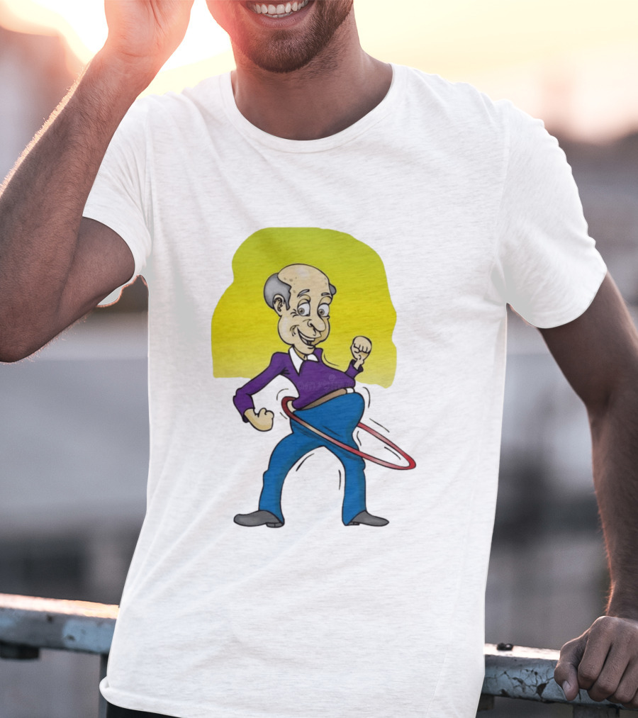 Elderly Man Hula Hooping Joyfully With Fist Pump T-Shirt