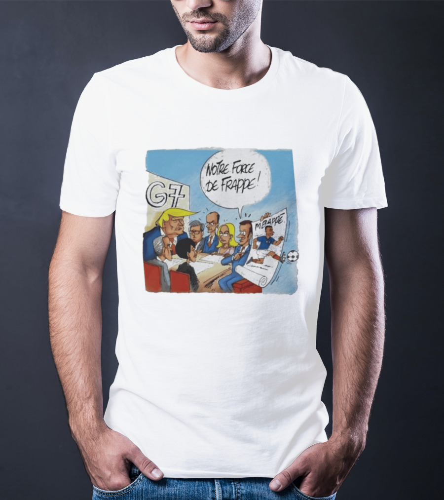 G7 Notre Force De Frappe Mbappe Cartoon Conference Scene T-Shirt