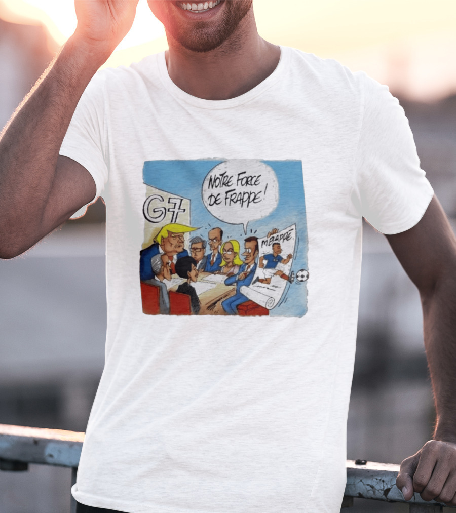 G7 Notre Force De Frappe Mbappe Cartoon Conference Scene T-Shirt