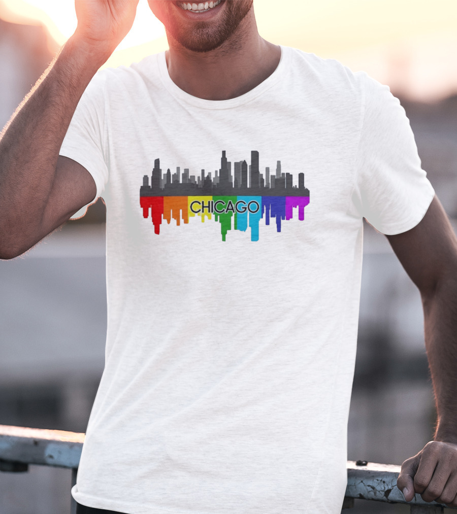 Chicago Skyline Rainbow Pride City T-Shirt