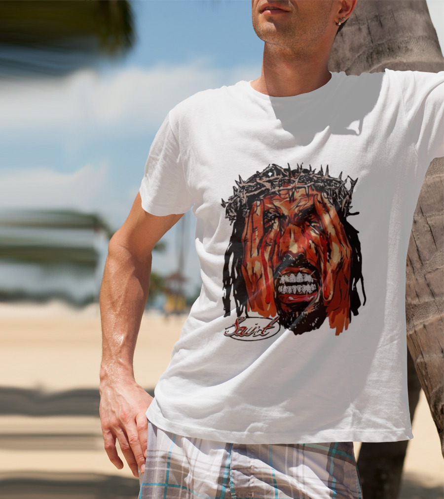 Saint Jesus Crown Of Thorns Diamond Grillz T-Shirt
