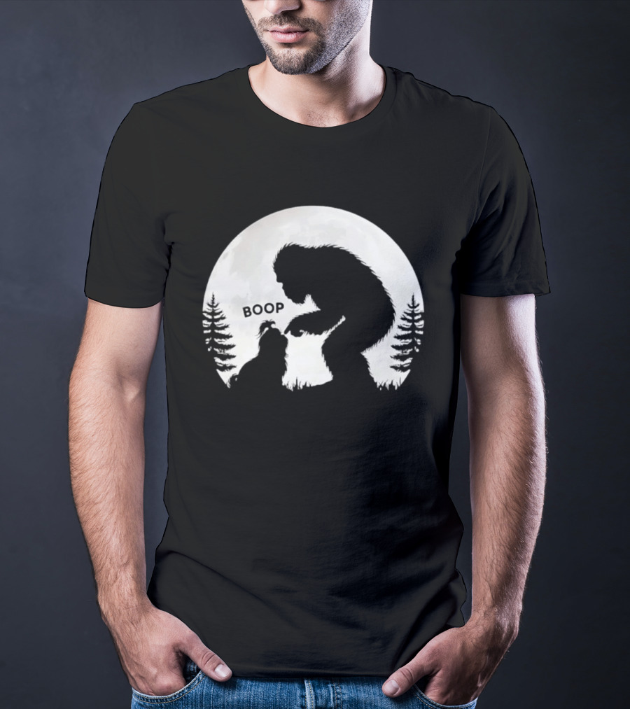 Bigfoot Boop Shih Tzu Moon Silhouette Forest Scene T-Shirt