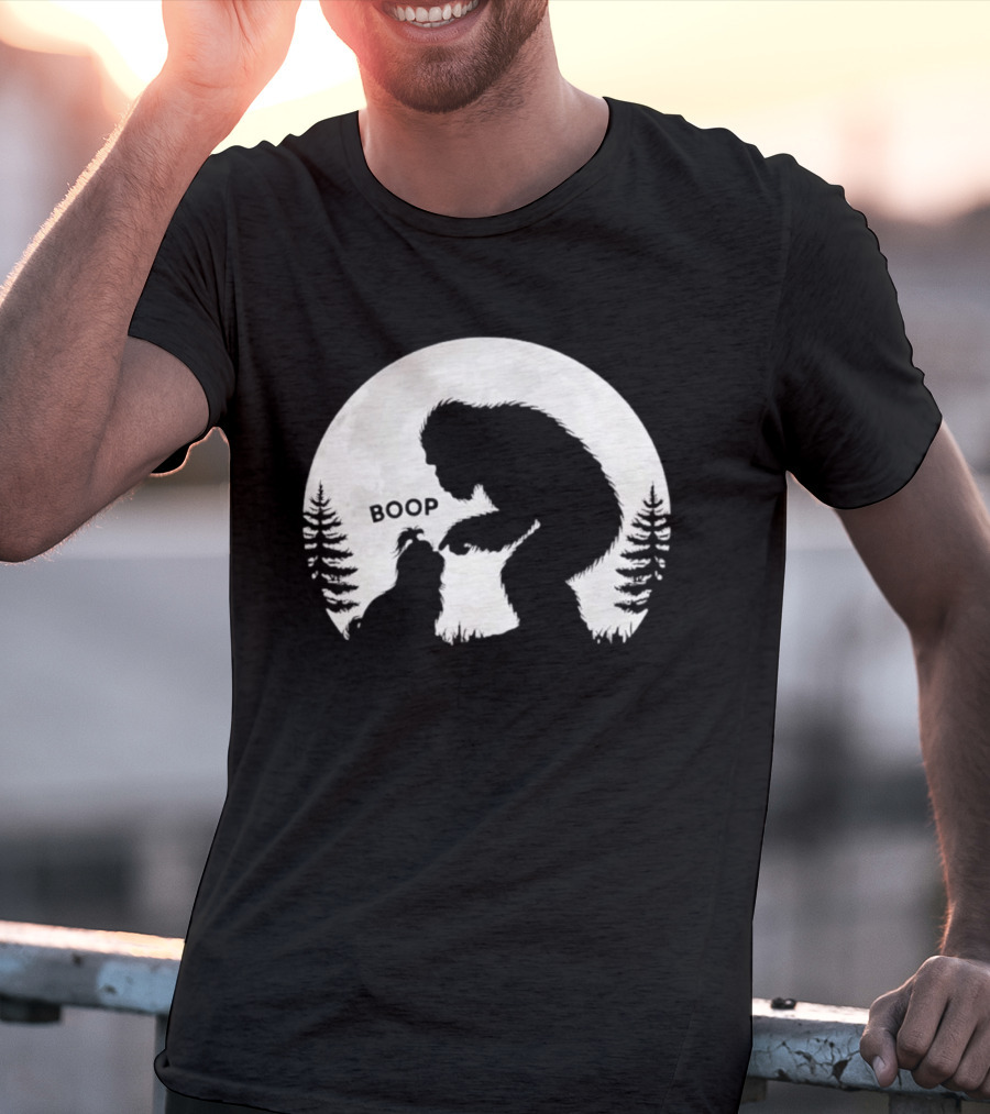 Bigfoot Boop Shih Tzu Moon Silhouette Forest Scene T-Shirt