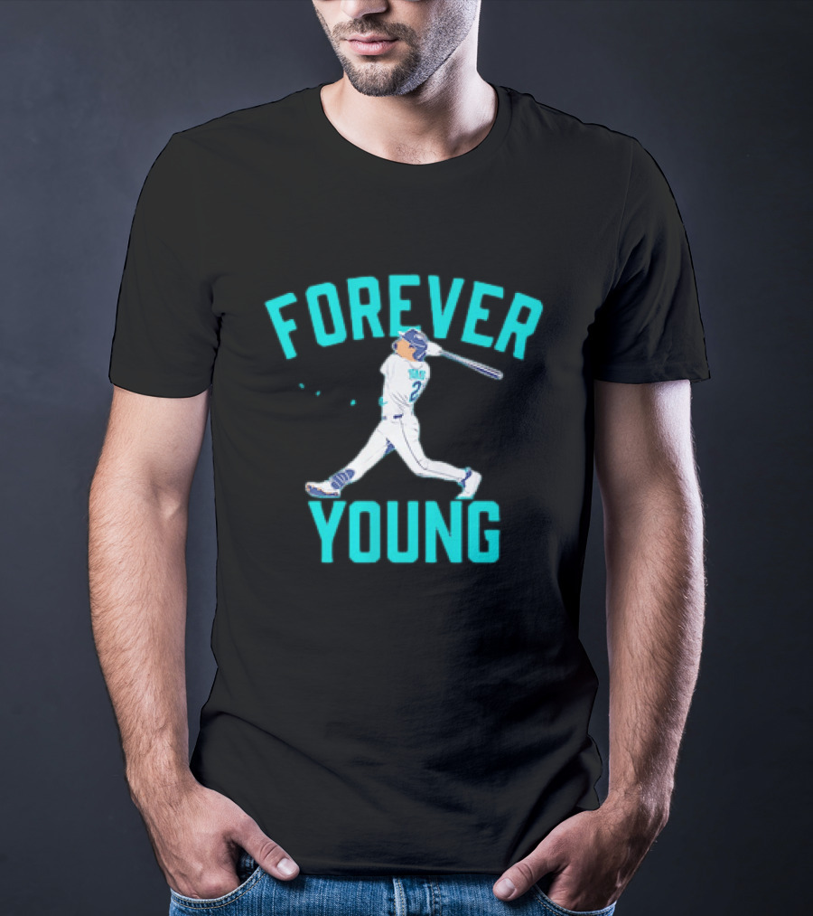 Forever Young Seattle Mariners Cole Young Swinging Baseball T-Shirt