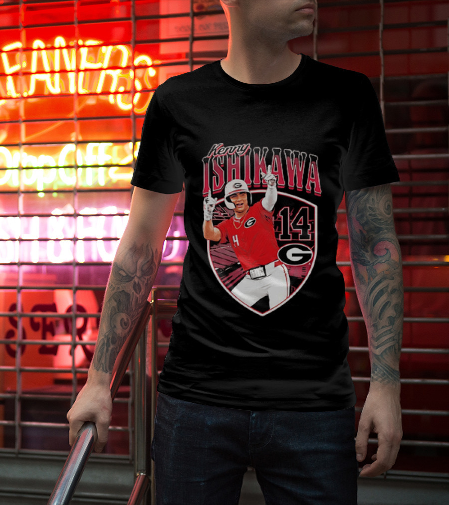Kenny Ishikawa Georgia Bulldogs 14 Action Pose T-Shirt