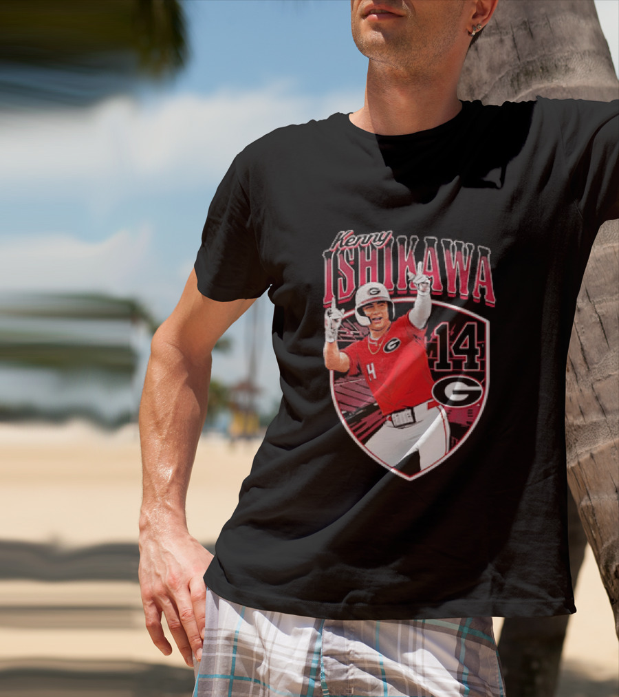 Kenny Ishikawa Georgia Bulldogs 14 Action Pose T-Shirt