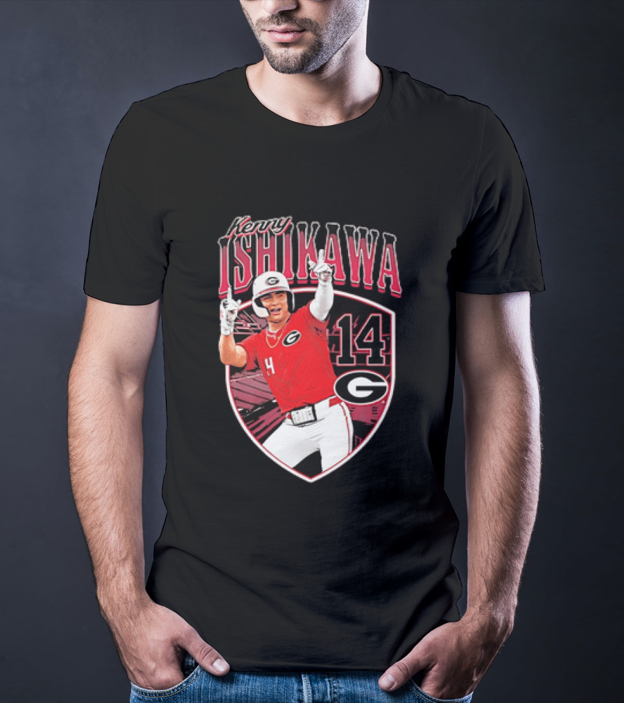 Kenny Ishikawa Georgia Bulldogs 14 Action Pose T-Shirt