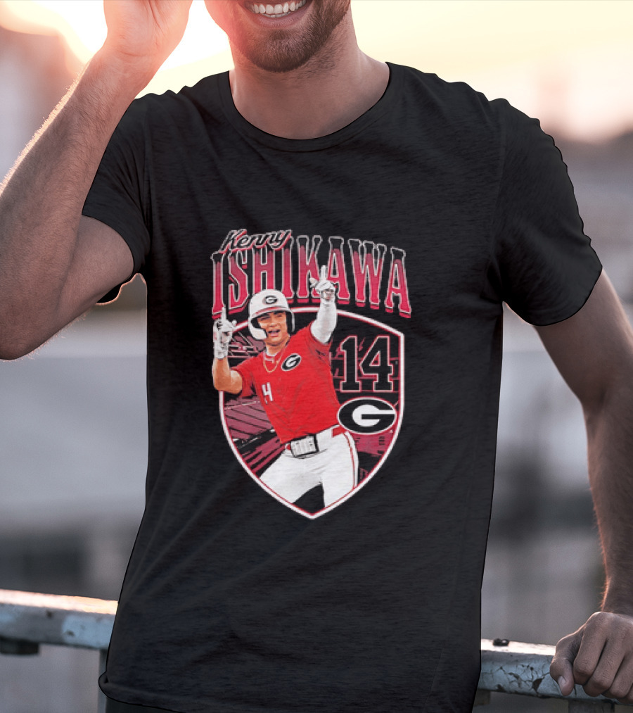 Kenny Ishikawa Georgia Bulldogs 14 Action Pose T-Shirt