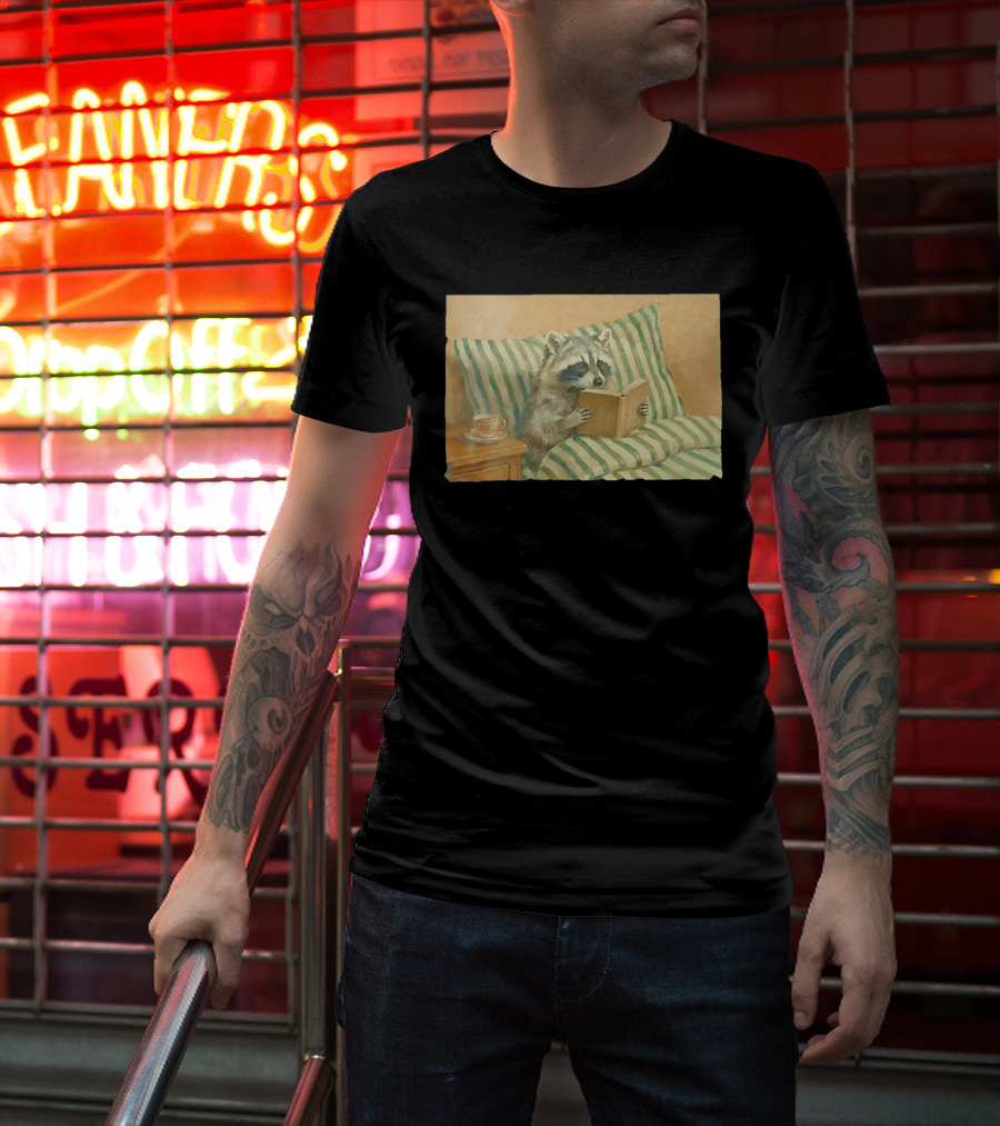Probably Reading Trash Raccoon Bookworm Cozy T-Shirt