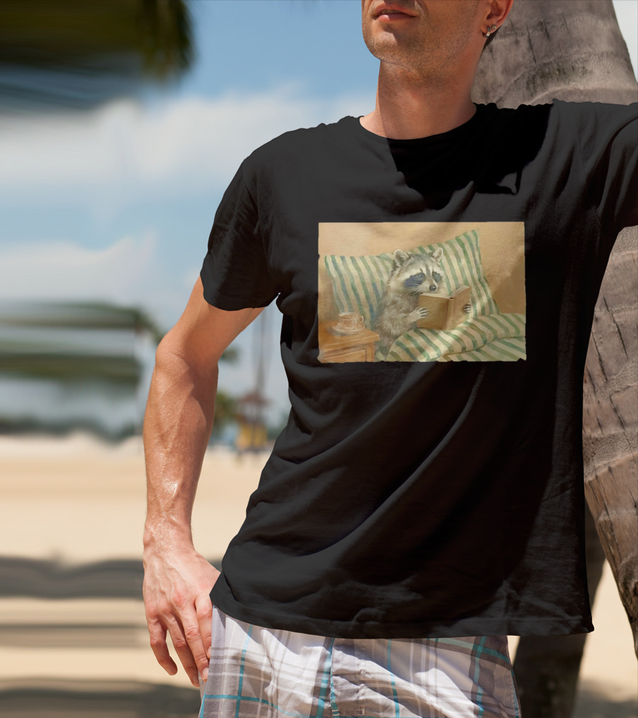 Probably Reading Trash Raccoon Bookworm Cozy T-Shirt
