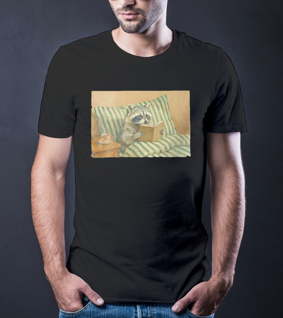 Probably Reading Trash Raccoon Bookworm Cozy T-Shirt