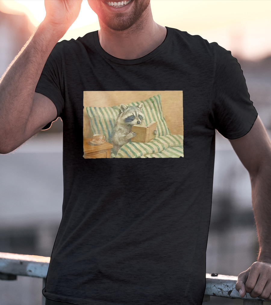 Probably Reading Trash Raccoon Bookworm Cozy T-Shirt