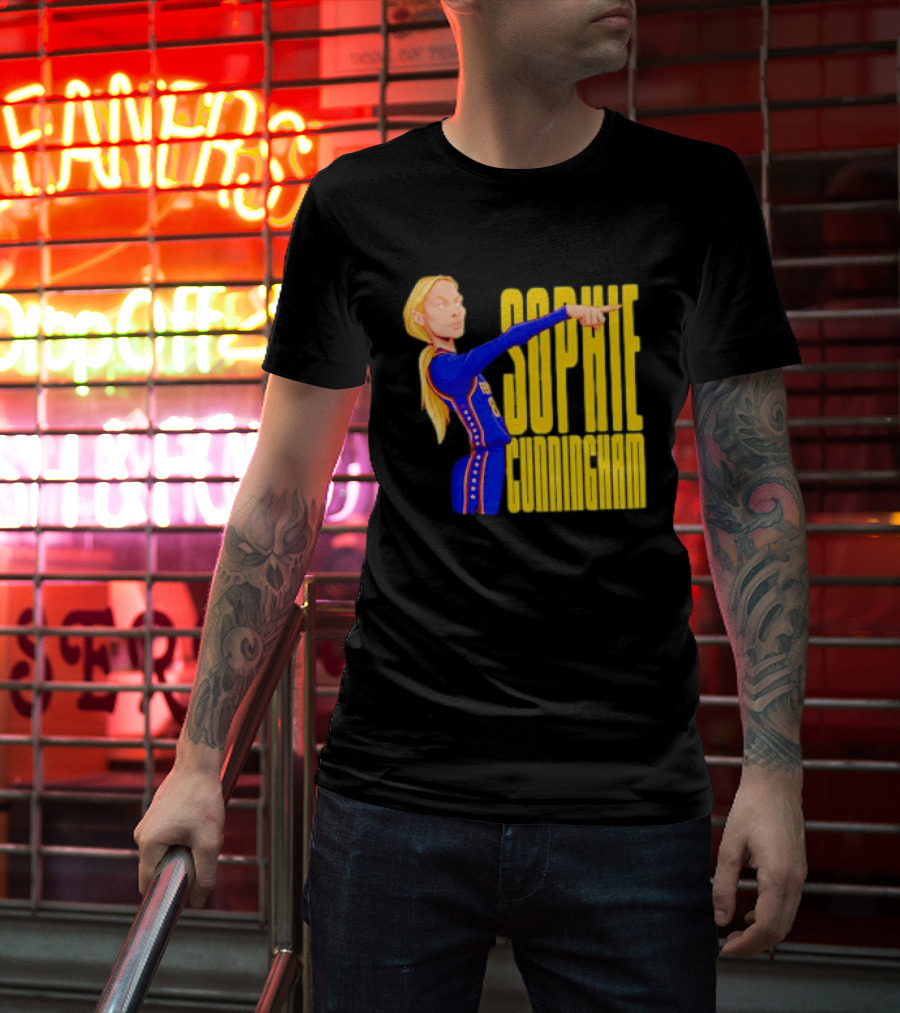 Sophie Cunningham Cartoon Indiana Fever Pointing T-Shirt