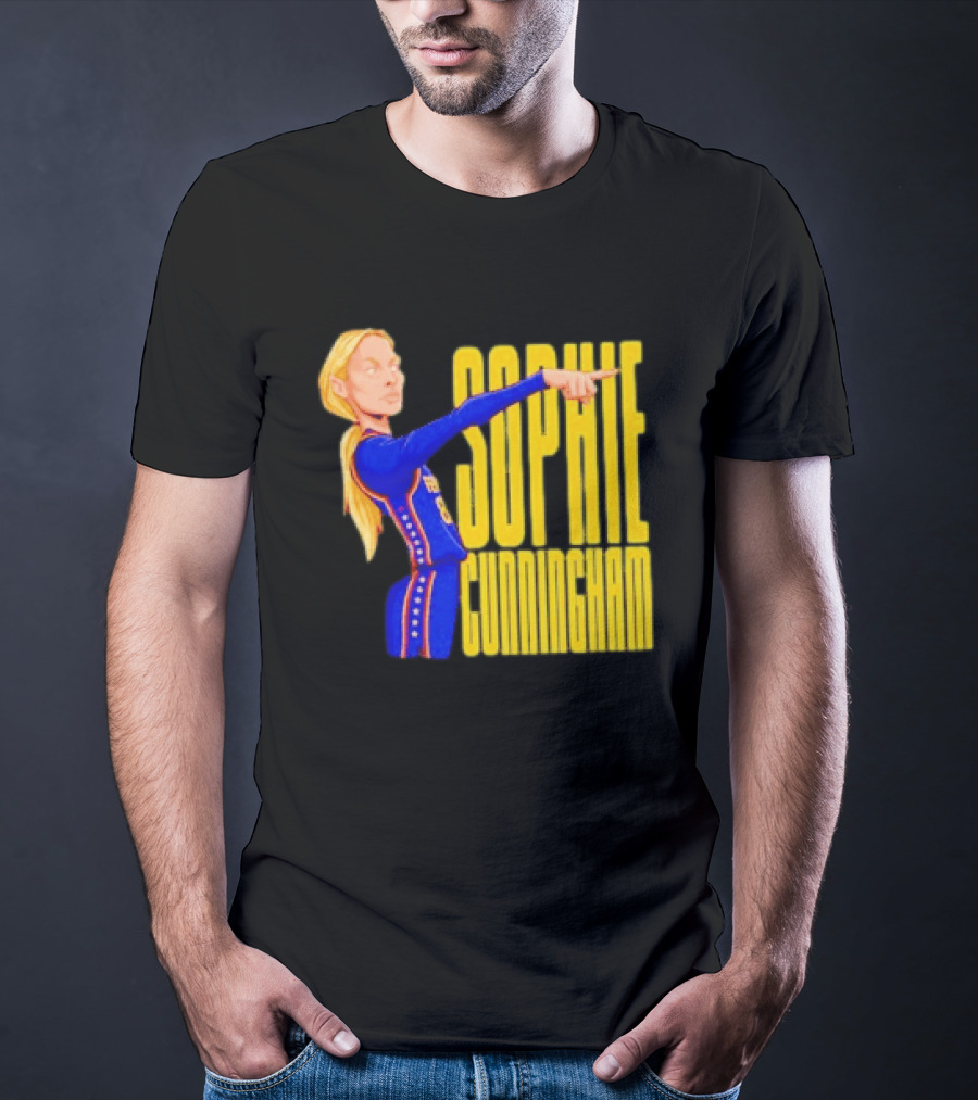 Sophie Cunningham Cartoon Indiana Fever Pointing T-Shirt