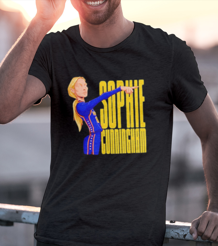 Sophie Cunningham Cartoon Indiana Fever Pointing T-Shirt