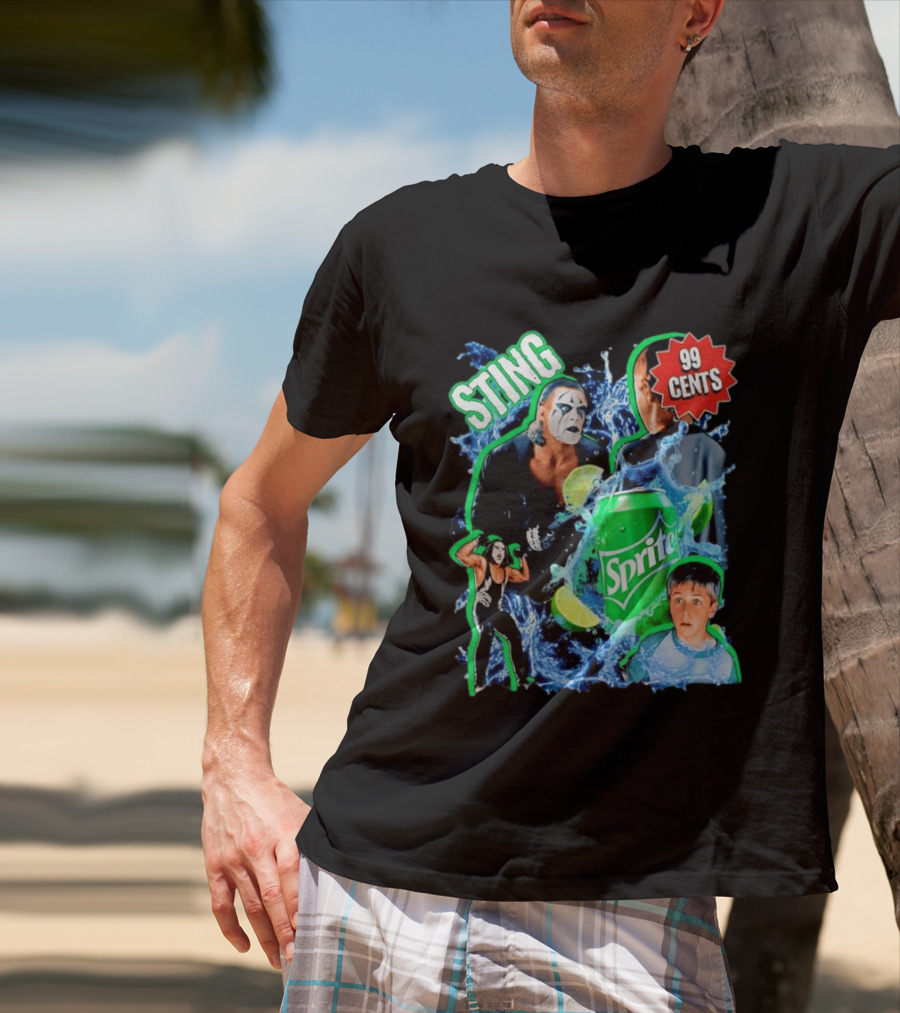Sting WCW Sprite 99 Cents Lime Water Splash Wrestling T-Shirt