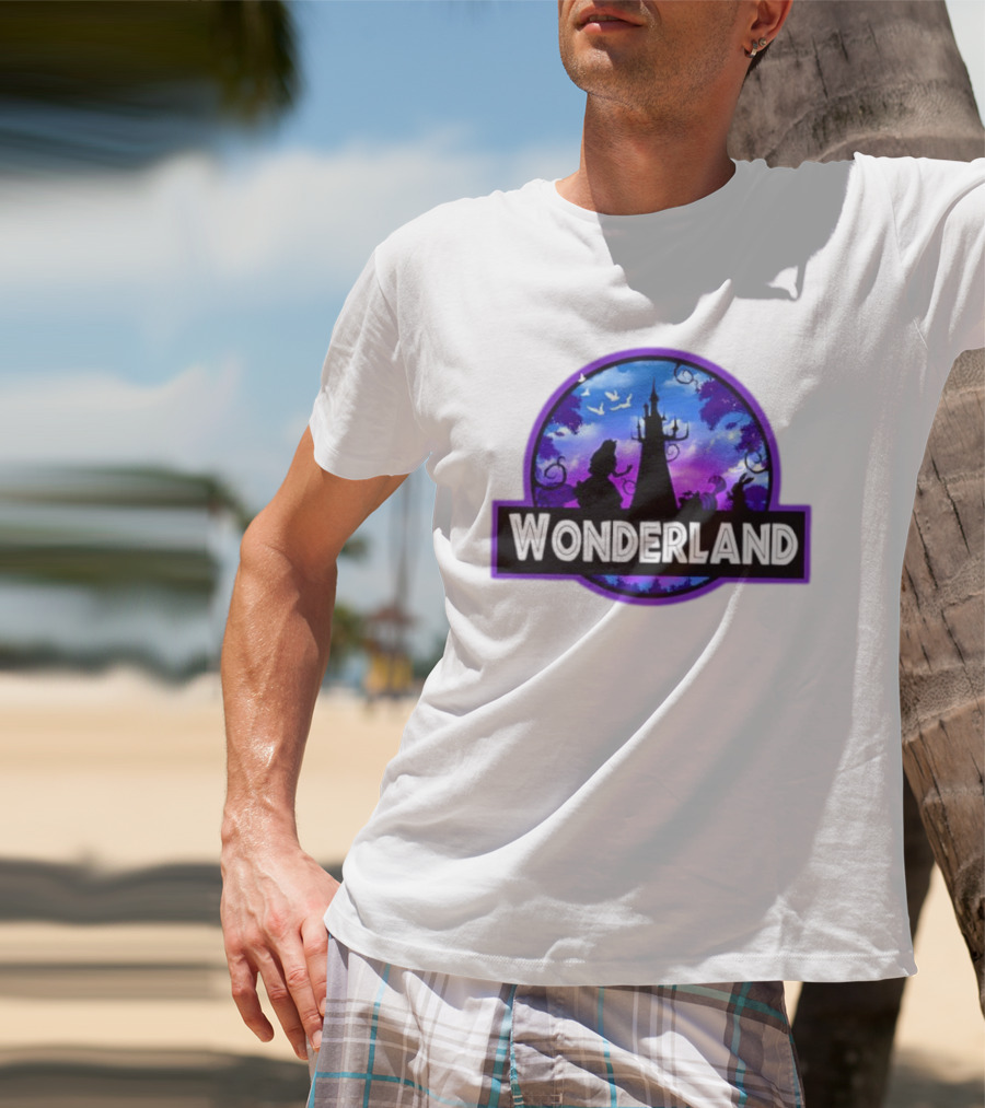 Alice Cheshire Cat White Rabbit Wonderland Disney Fantasy Adventure Movie T-Shirt