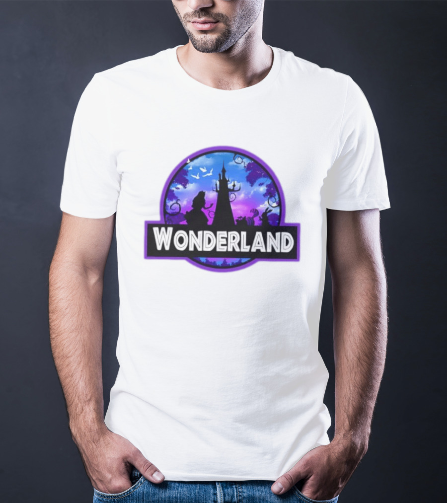 Alice Cheshire Cat White Rabbit Wonderland Disney Fantasy Adventure Movie T-Shirt